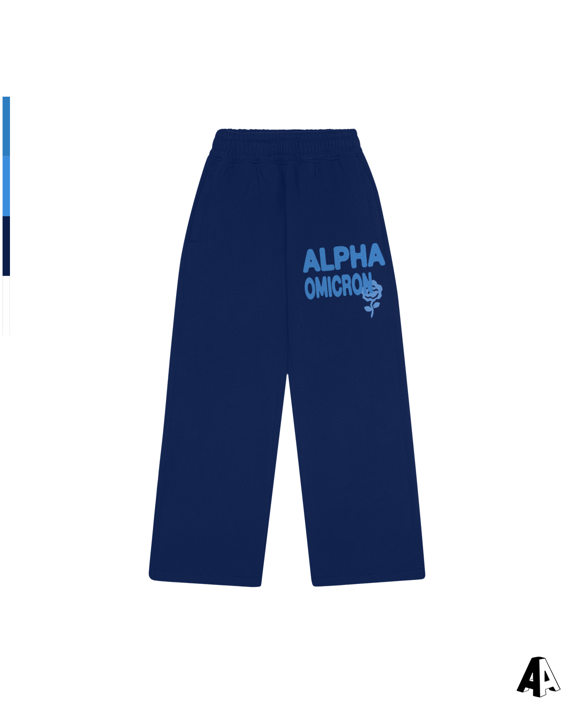 Free Spirit Navy Sweatpants - Alpha Omicron Pi - front