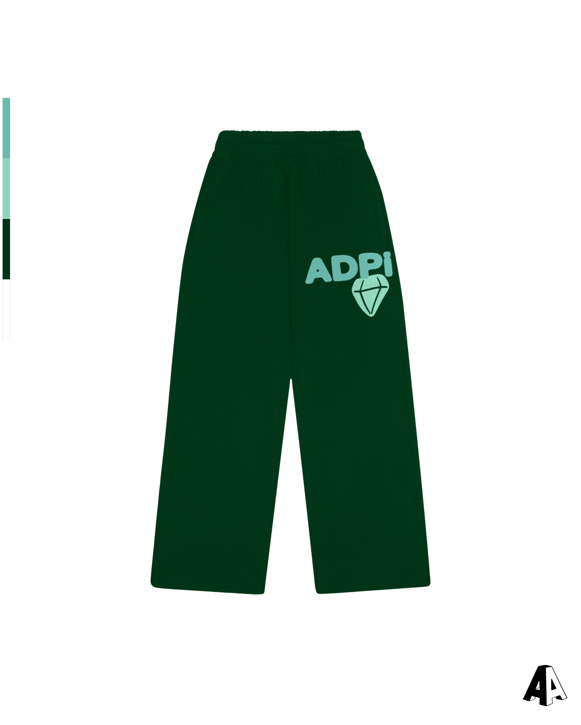 Free Spirit Forest Green Sweatpants - Alpha Delta Pi - front