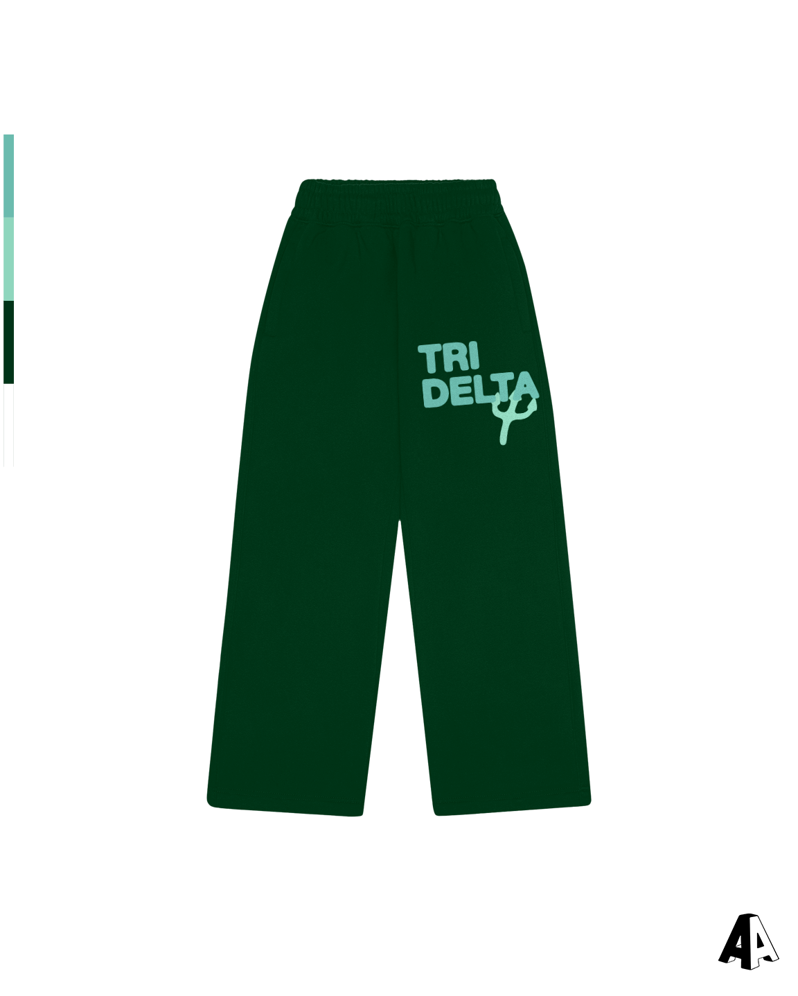 Free Spirit Forest Green Sweatpants - Delta Delta Delta - front