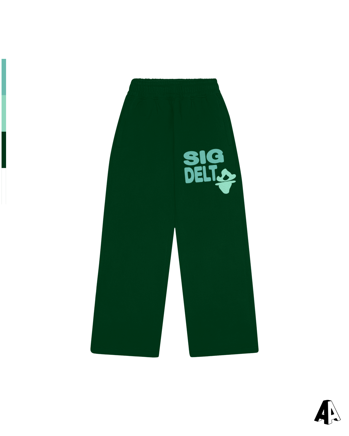 Free Spirit Forest Green Sweatpants - Sigma Delta Tau - front