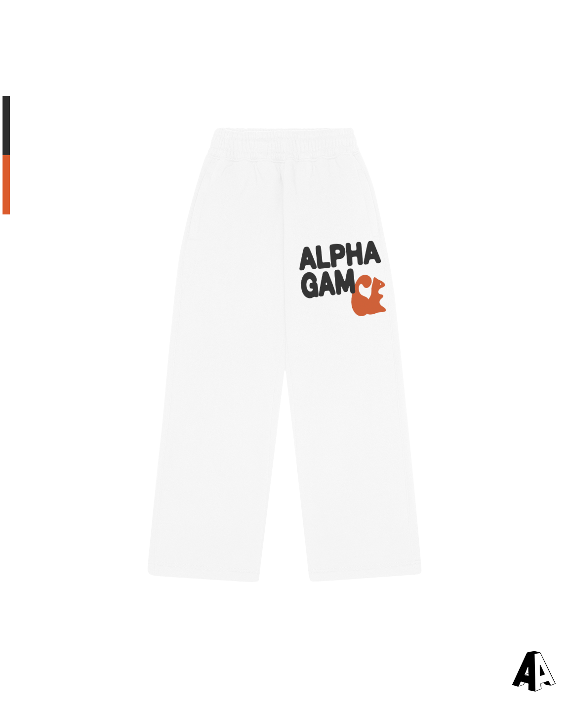 Free Spirit White Sweatpants - Alpha Gamma Delta - front