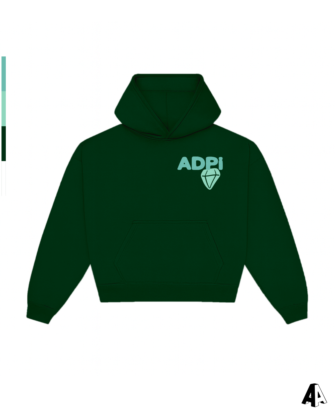 Free Spirit Forest Green Hoodie - Alpha Delta Pi - front