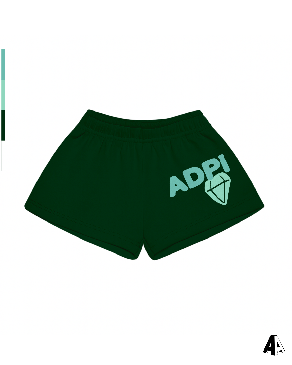 Free Spirit Forest Green Shorts - Alpha Delta Pi - front