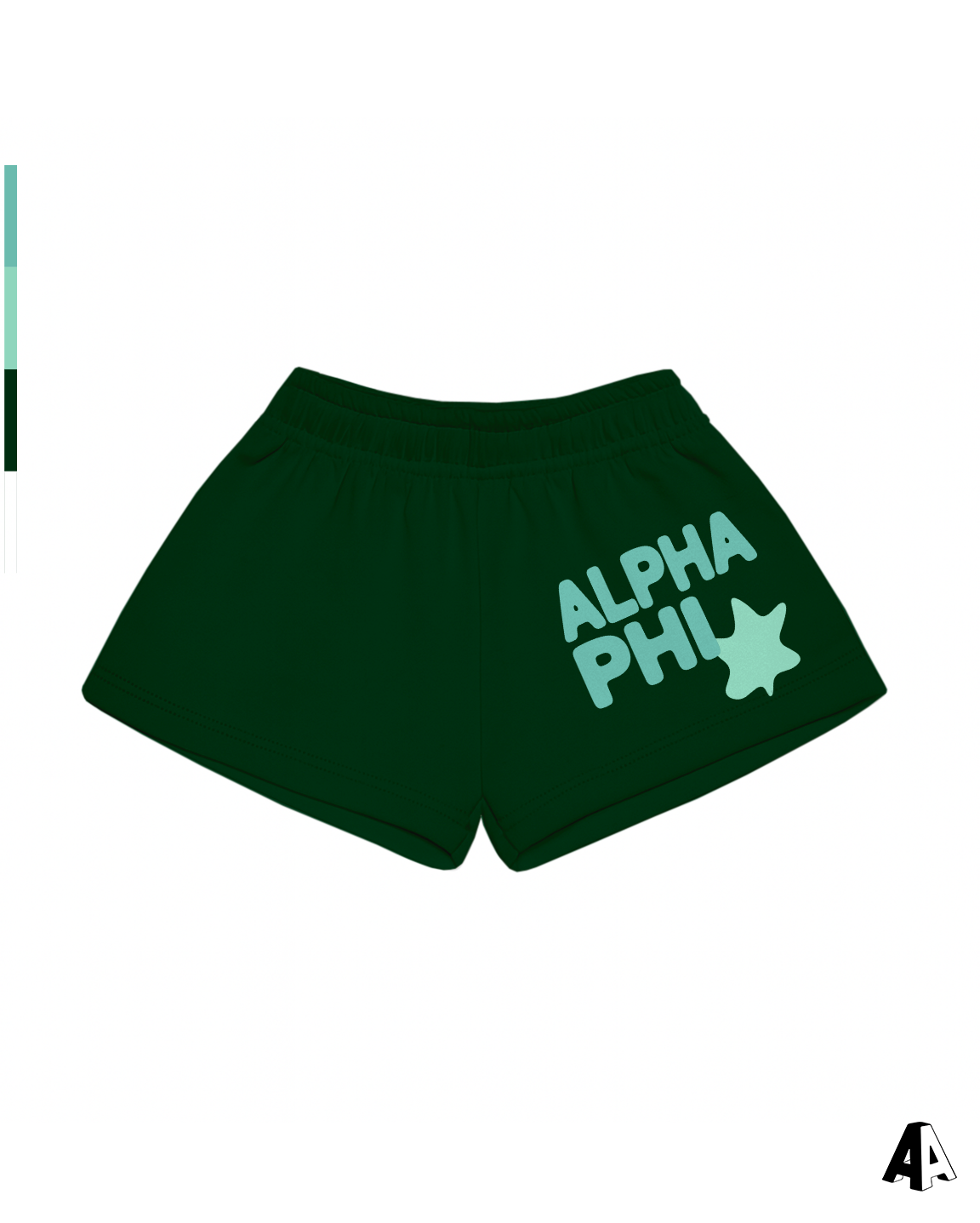 Free Spirit Forest Green Shorts - Alpha Phi - front